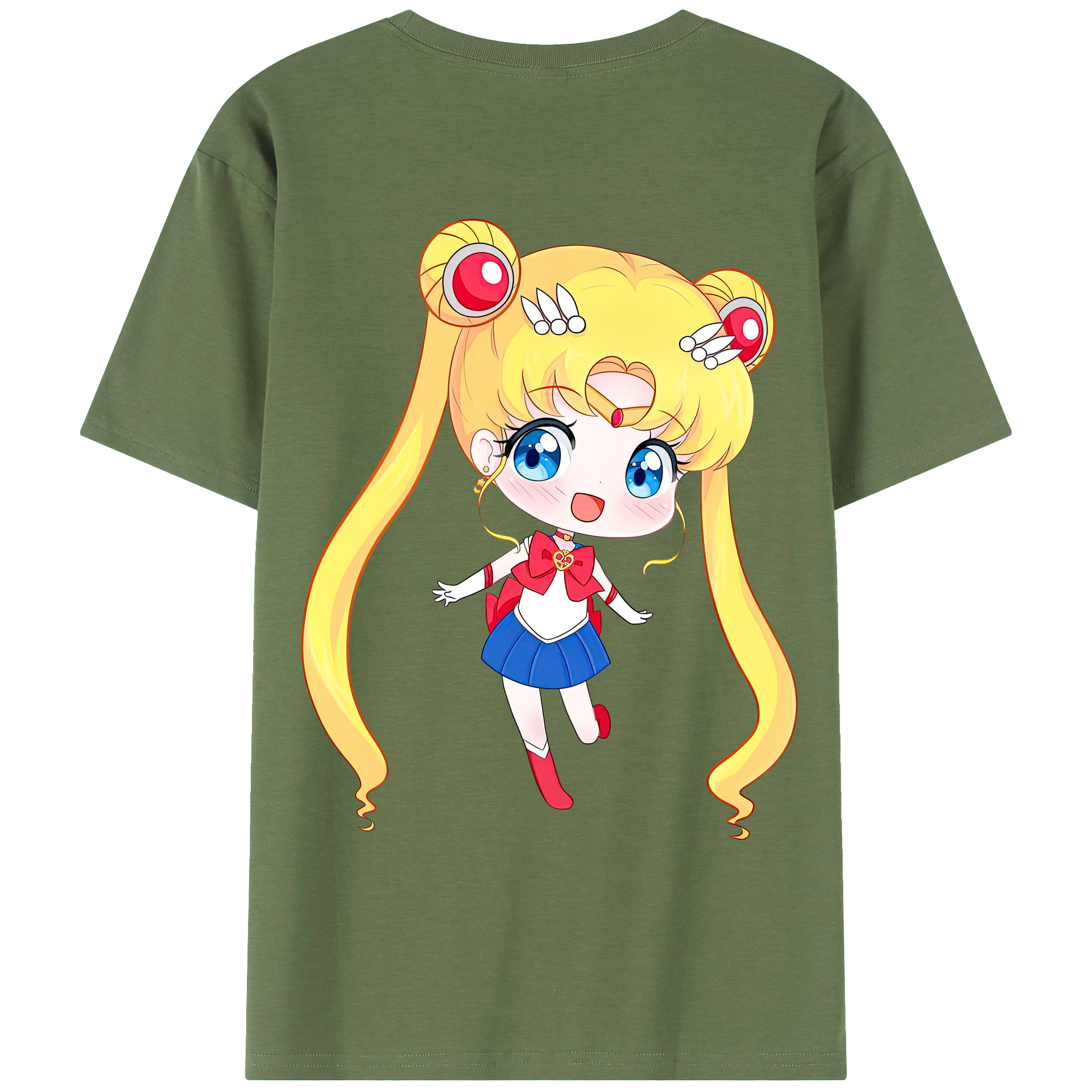 （画像用） 美少女戦士セーラームーン 月野 うさぎ つきの うさぎ Sailor Moon Tsukino Usagi 綿100％ メンズ半袖Tシャツ（バックプリント） 通気性